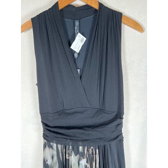 NWT Elana Kattan Womens Size M Black Maxi Dress Stretch Mesh Abstract Floral - Picture 6 of 16